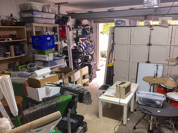 cluttered garage